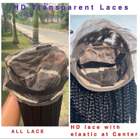 Full Lace Knotless Box Braided Wig color 280 Black w/ Gray - Picture 13 of 14